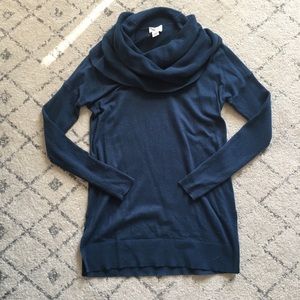Caslon side slit cowl neck tunic sweater blue XS